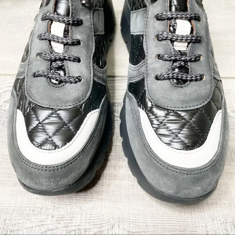 Hispanitas Rielle Suede Quilted Chunky Sneakers Black Size 38 - Picture 4 of 8